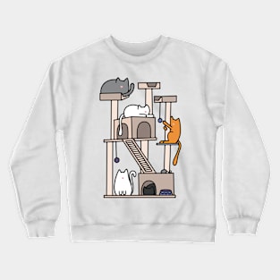 Cats Playing on Cat Tree Crewneck Sweatshirt